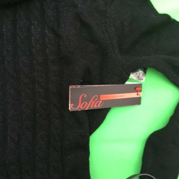 New SOFIA by sofia Vergara women's black 100% Acrylic sweater with belt size--XS - Picture 2 of 2